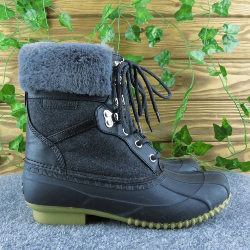 Tommy Hilfiger‎ TwRian2 Women Duck Boots Black Synthetic Lace Up Size 7 Medium